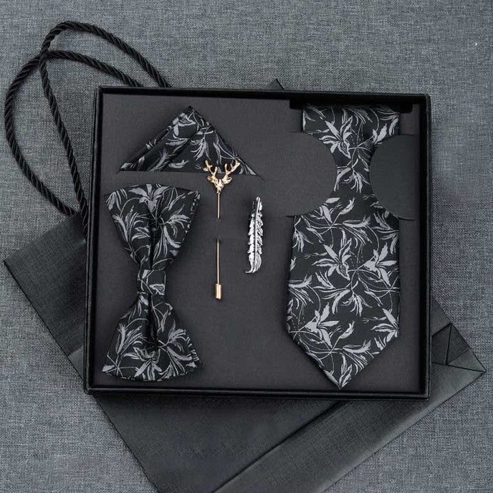 5Pcs Men's Orchids Pttern Gentleman Bow Ties Gift Box - Black - image 14