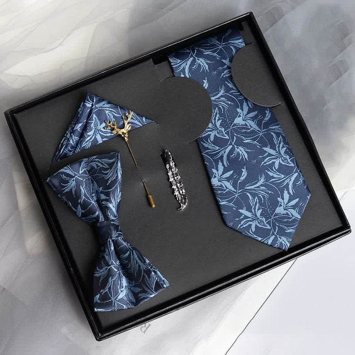 5Pcs Men's Orchids Pttern Gentleman Bow Ties Gift Box - Blue - image 10