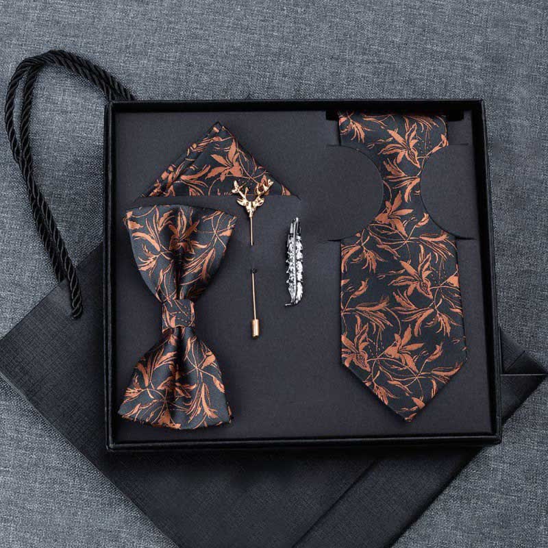 5Pcs Men's Orchids Pttern Gentleman Bow Ties Gift Box - Brown - image 18