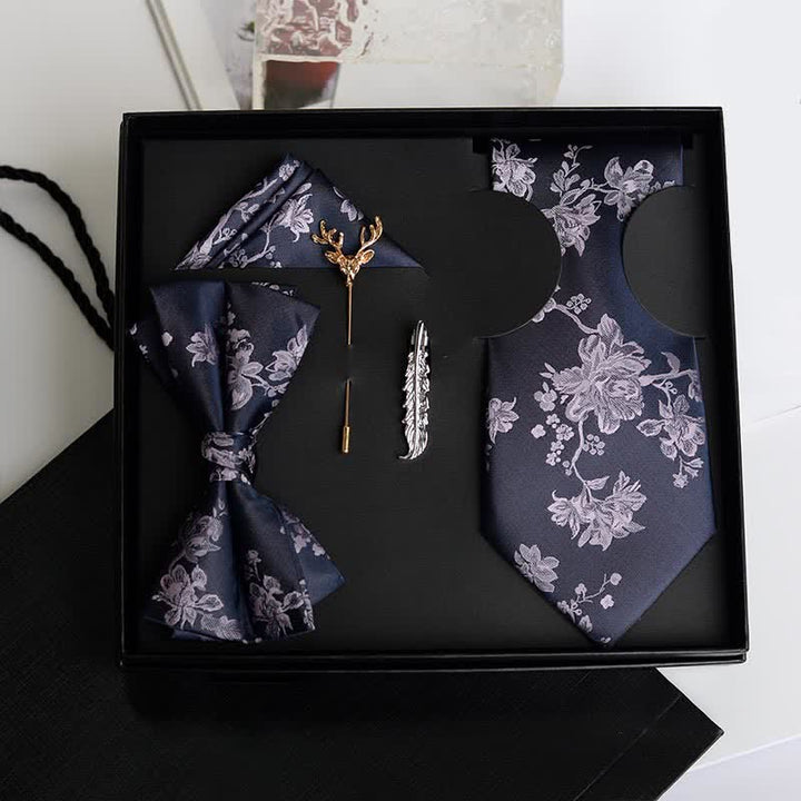 5Pcs Men's Iris Pttern Fashion Wedding Bow Ties Gift Box - Violet - image 13