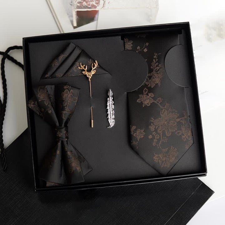5Pcs Men's Iris Pttern Fashion Wedding Bow Ties Gift Box - Coffee - image 6