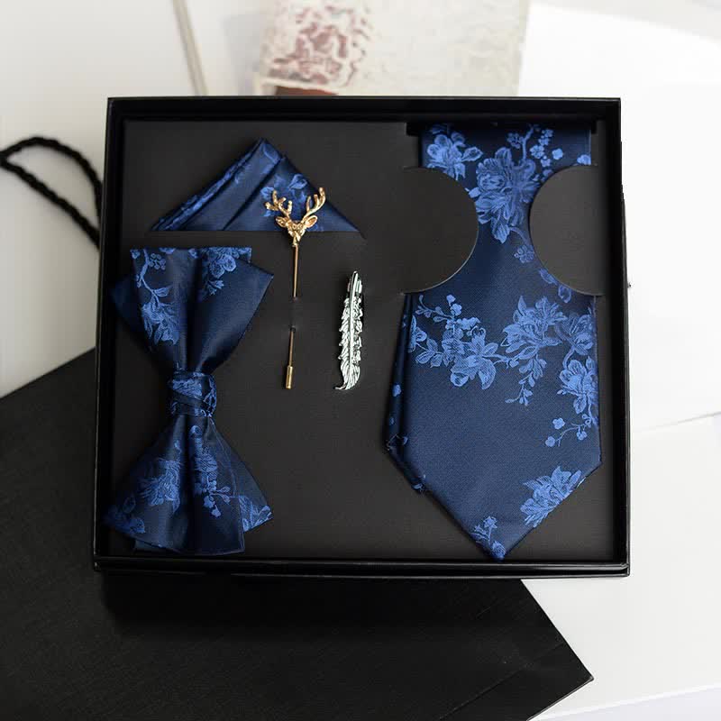 5Pcs Men's Iris Pttern Fashion Wedding Bow Ties Gift Box - Royal - image 10