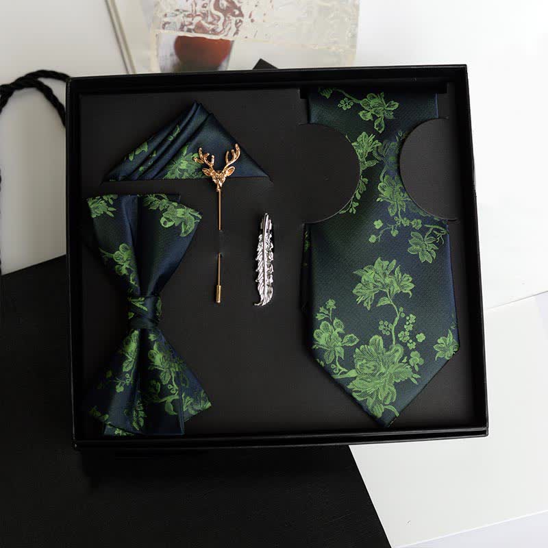 5Pcs Men's Iris Pttern Fashion Wedding Bow Ties Gift Box - Green - image 9