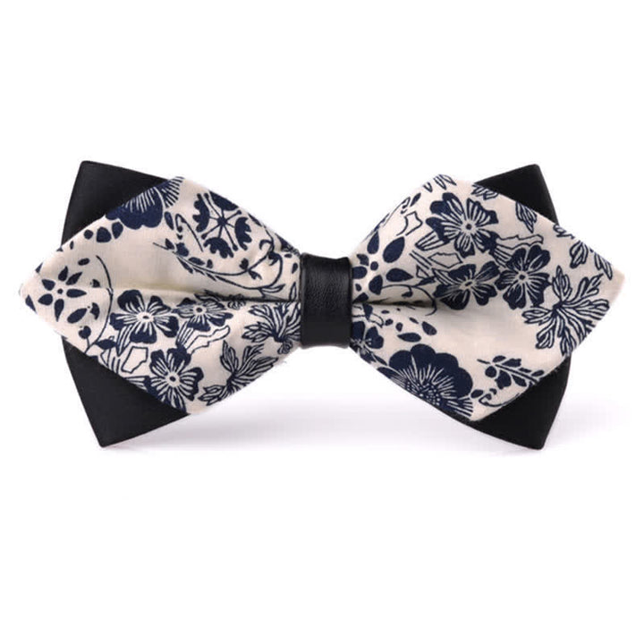 Men's Floral Double Layered Pointed Cotton Bow Tie - Style #8 - image 7