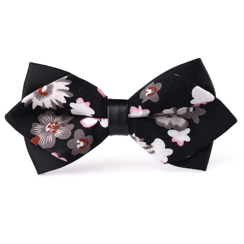 Men's Floral Double Layered Pointed Cotton Bow Tie - Style #4 - image 3