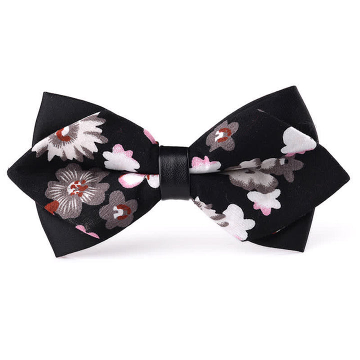 Men's Floral Double Layered Pointed Cotton Bow Tie - Style #4 - image 3