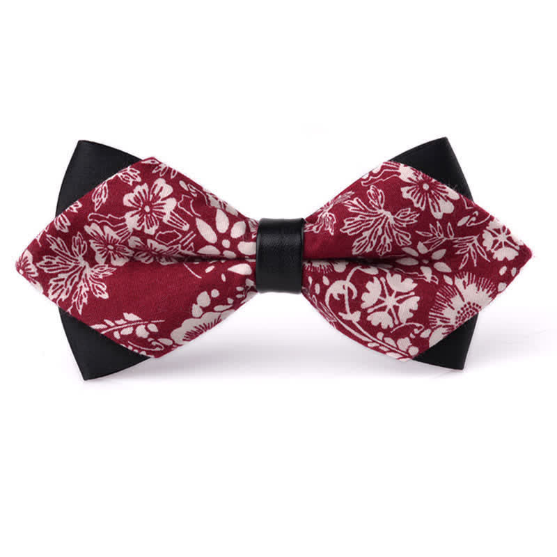 Men's Floral Double Layered Pointed Cotton Bow Tie - Style #6 - image 5