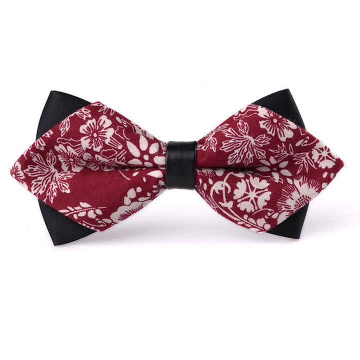 Men's Floral Double Layered Pointed Cotton Bow Tie - Style #6 - image 5
