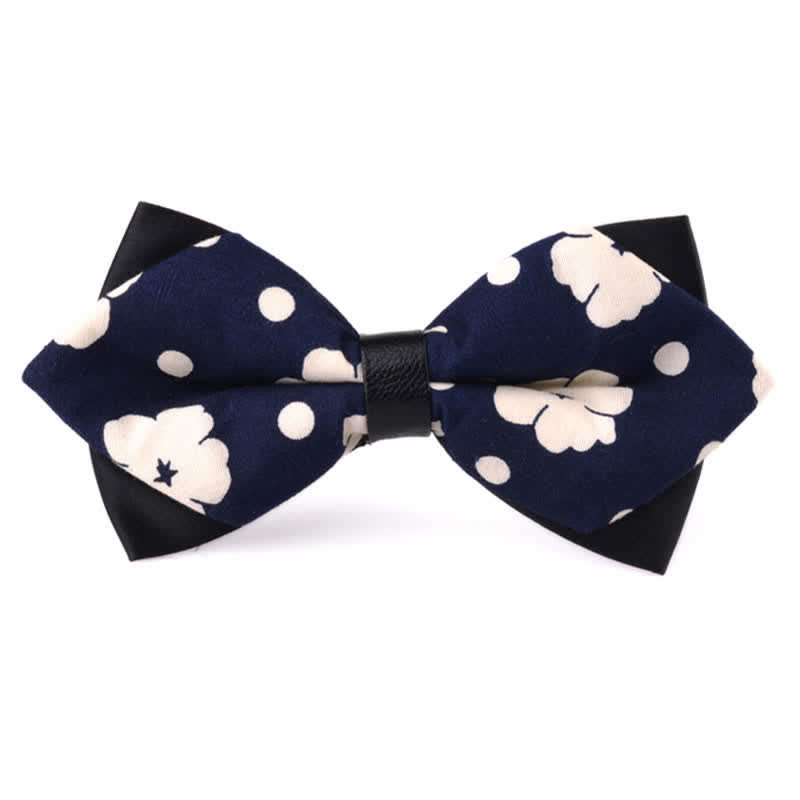 Men's Floral Double Layered Pointed Cotton Bow Tie - Style #7 - image 6