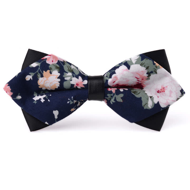 Men's Floral Double Layered Pointed Cotton Bow Tie - Style #3 - image 2