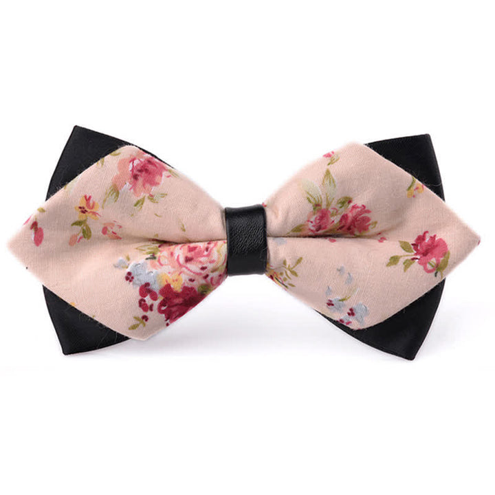 Men's Floral Double Layered Pointed Cotton Bow Tie - Style #2 - image 1
