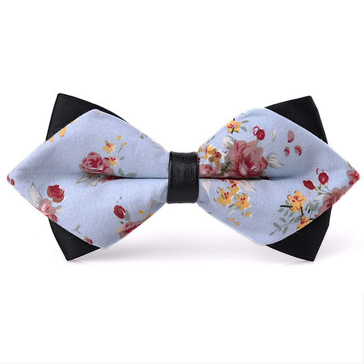 Men's Floral Double Layered Pointed Cotton Bow Tie - Style #1 - image 0