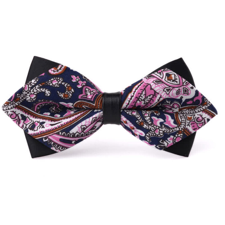 Men's Floral Double Layered Pointed Cotton Bow Tie - Style #9 - image 8