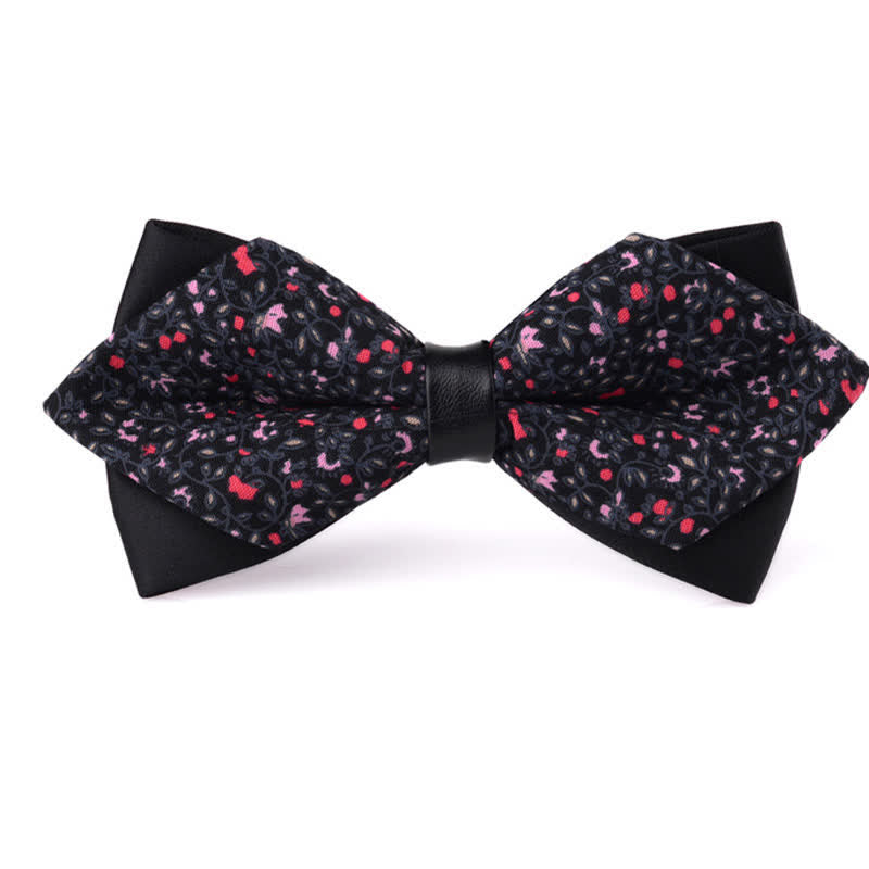 Men's Floral Double Layered Pointed Cotton Bow Tie - Style #12 - image 11