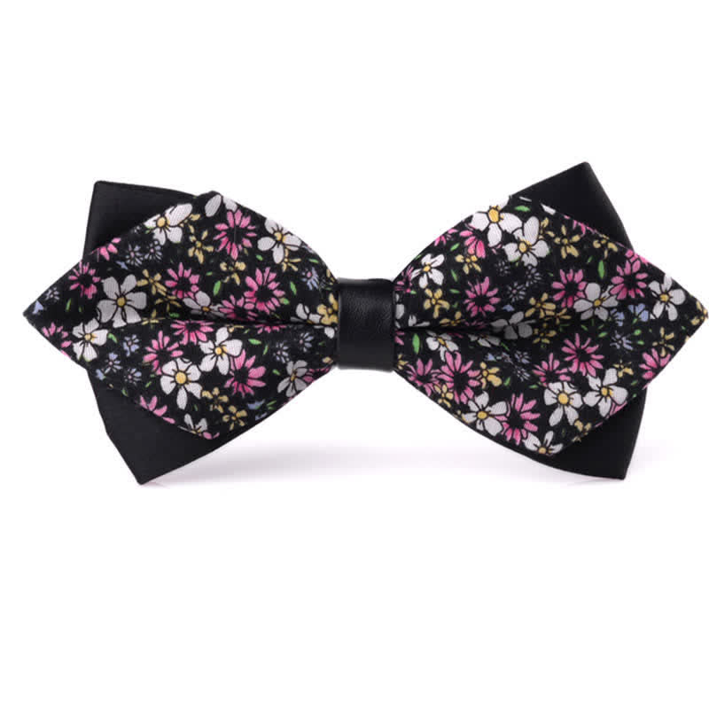 Men's Floral Double Layered Pointed Cotton Bow Tie - Style #11 - image 10