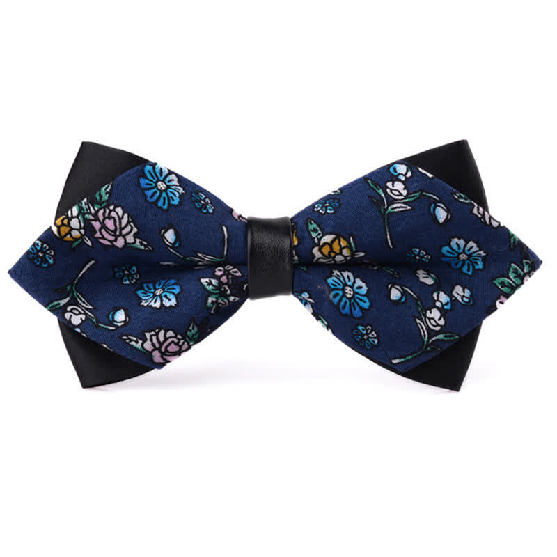 Men's Floral Double Layered Pointed Cotton Bow Tie - Style #5 - image 4