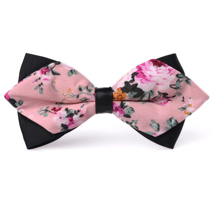 Men's Floral Double Layered Pointed Cotton Bow Tie - Style #10 - image 9