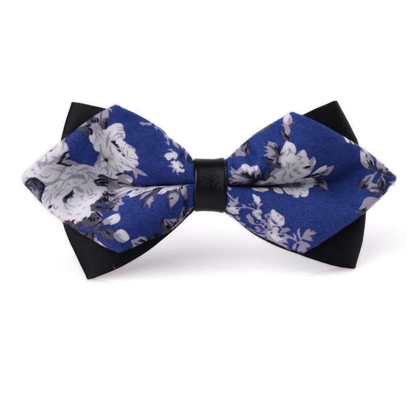Men's Floral Double Layered Pointed Cotton Bow Tie - Style #13 - image 12