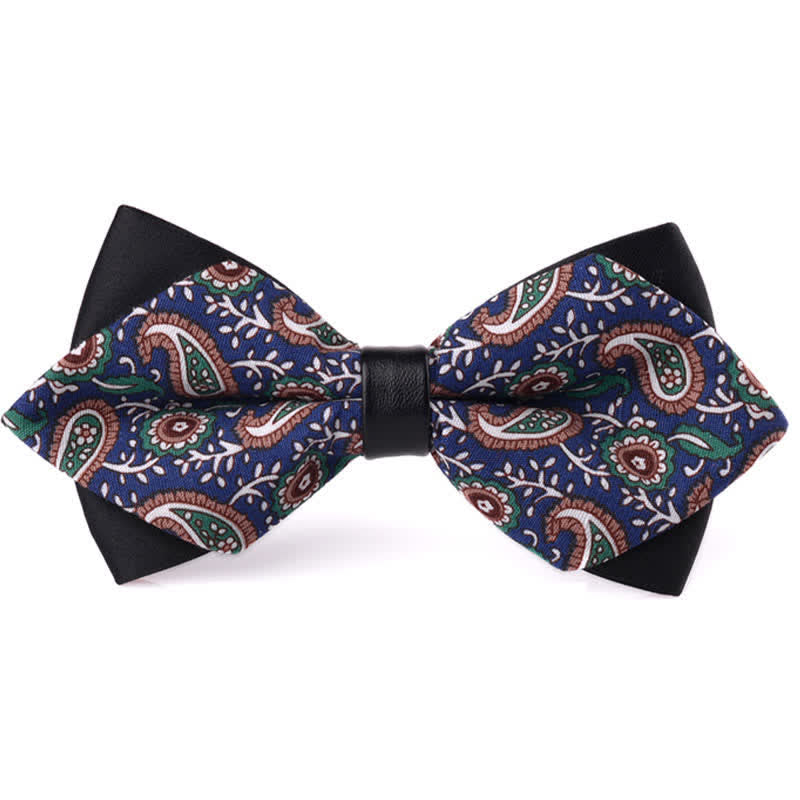 Men's Floral Double Layered Pointed Cotton Bow Tie - Style #16 - image 15