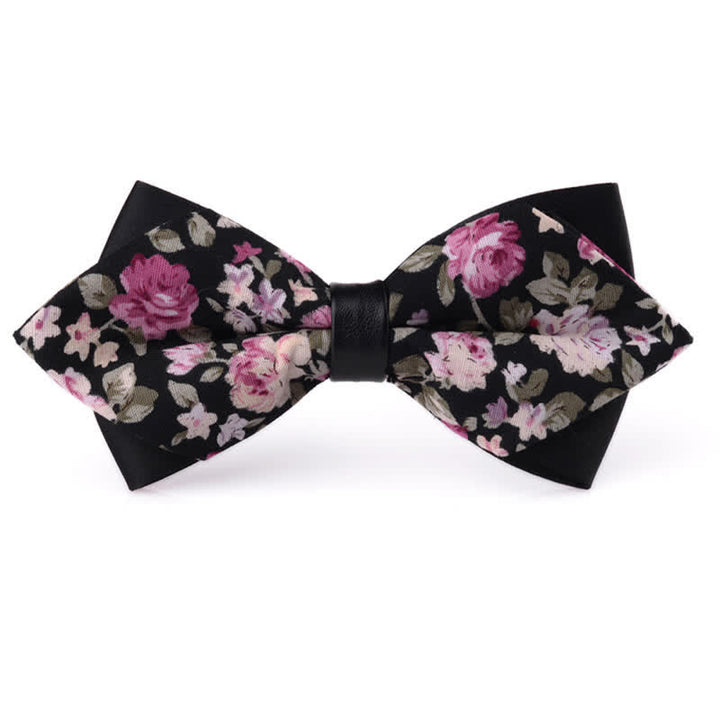 Men's Floral Double Layered Pointed Cotton Bow Tie - Style #14 - image 13