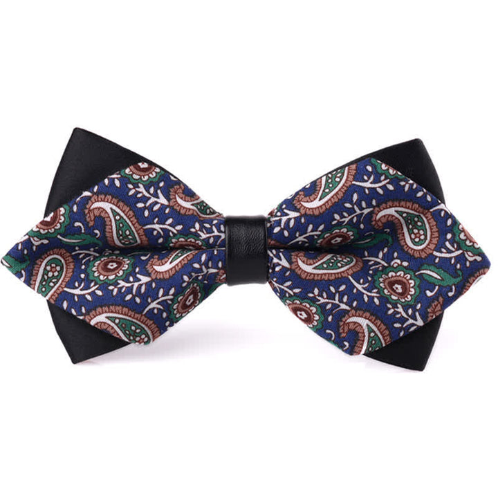 Men's Floral Double Layered Pointed Cotton Bow Tie - Style #16 - image 15