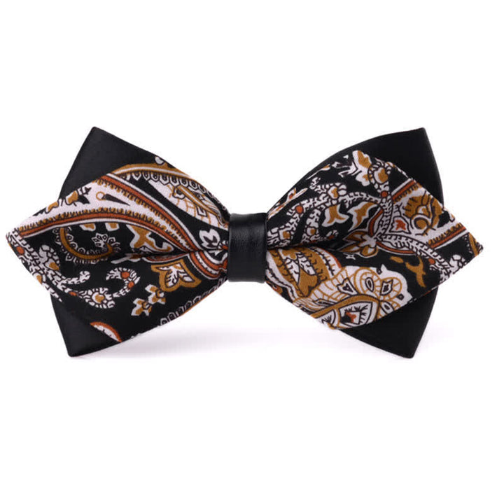 Men's Floral Double Layered Pointed Cotton Bow Tie - Style #15 - image 14