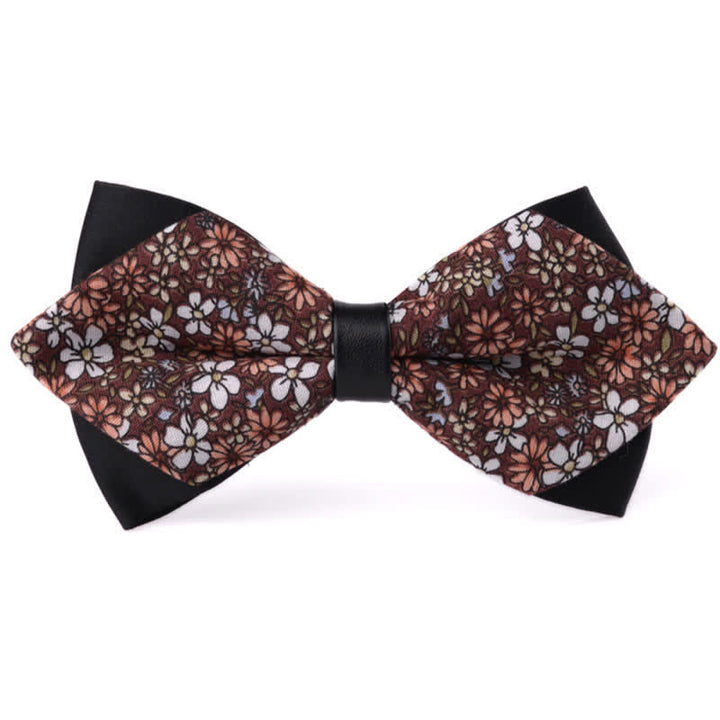 Men's Floral Double Layered Pointed Cotton Bow Tie - Style #17 - image 16