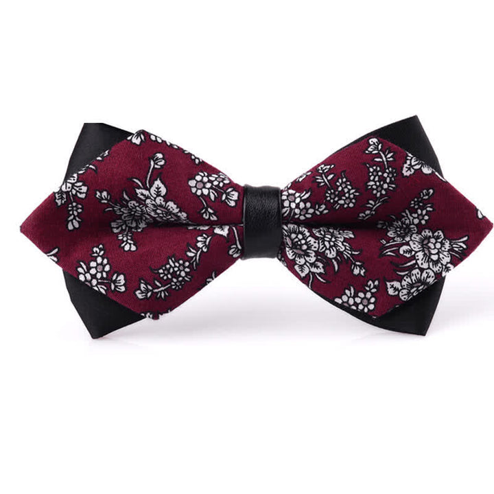 Men's Floral Double Layered Pointed Cotton Bow Tie - Style #18 - image 17