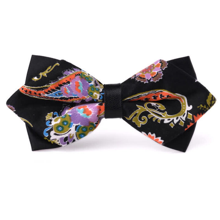 Men's Floral Double Layered Pointed Cotton Bow Tie - Style #19 - image 18