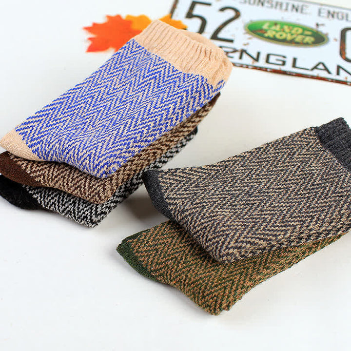 5Pcs Men's Wavy Striped Retro Crew Socks - image 5