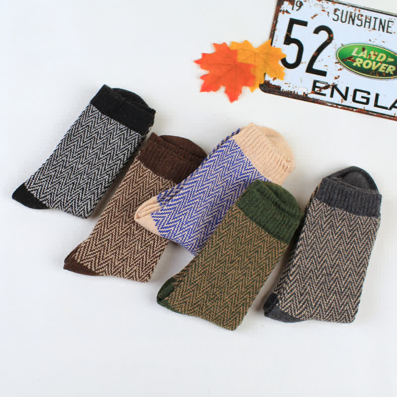 5Pcs Men's Wavy Striped Retro Crew Socks - 5Pcs - EU 38-44 - image 2