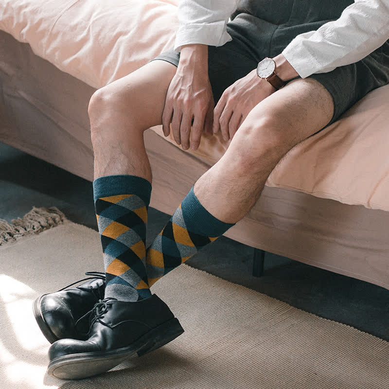Men's Colorful Funky Argyle Crew Socks - image 4