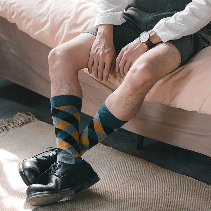 Men's Colorful Funky Argyle Crew Socks - image 4