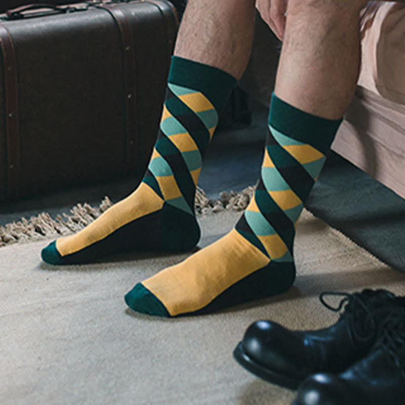 Men's Colorful Funky Argyle Crew Socks - image 2