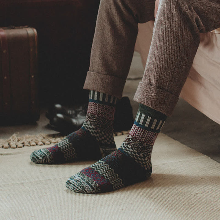 5Pcs Men's Retro Ethnic Totem Crew Socks - image 6