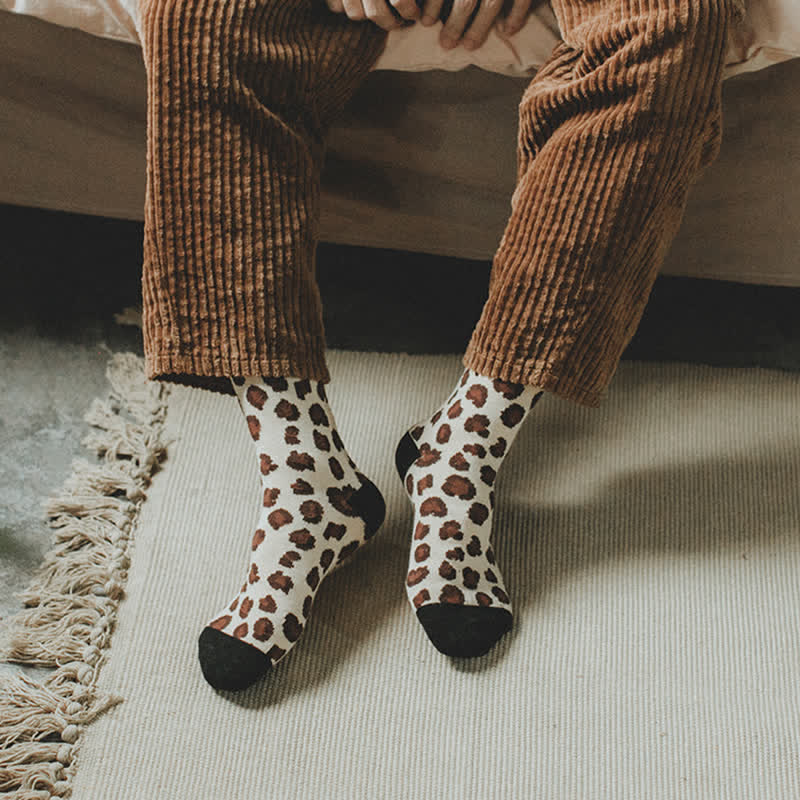 Men's Leopard Animal Print Crew Socks - image 1