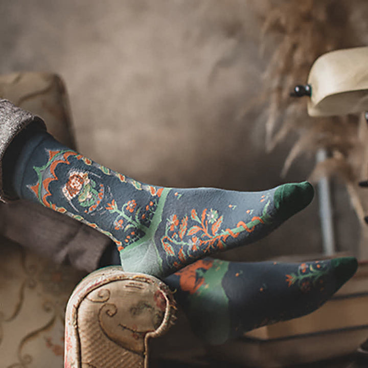Men's Artistic Forest Oil Painting Crew Socks - image 4