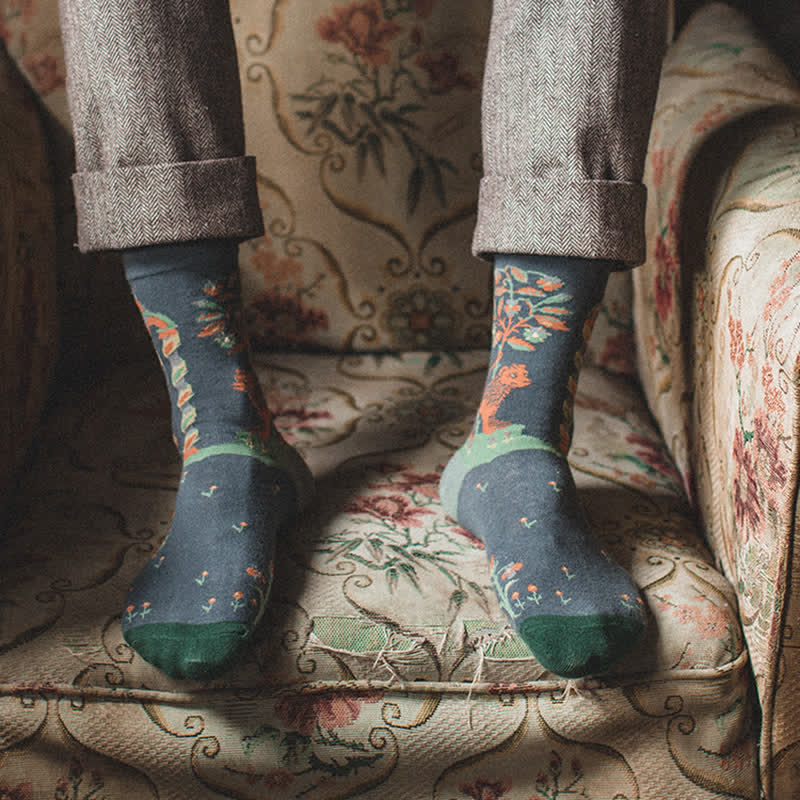 Men's Artistic Forest Oil Painting Crew Socks - image 1