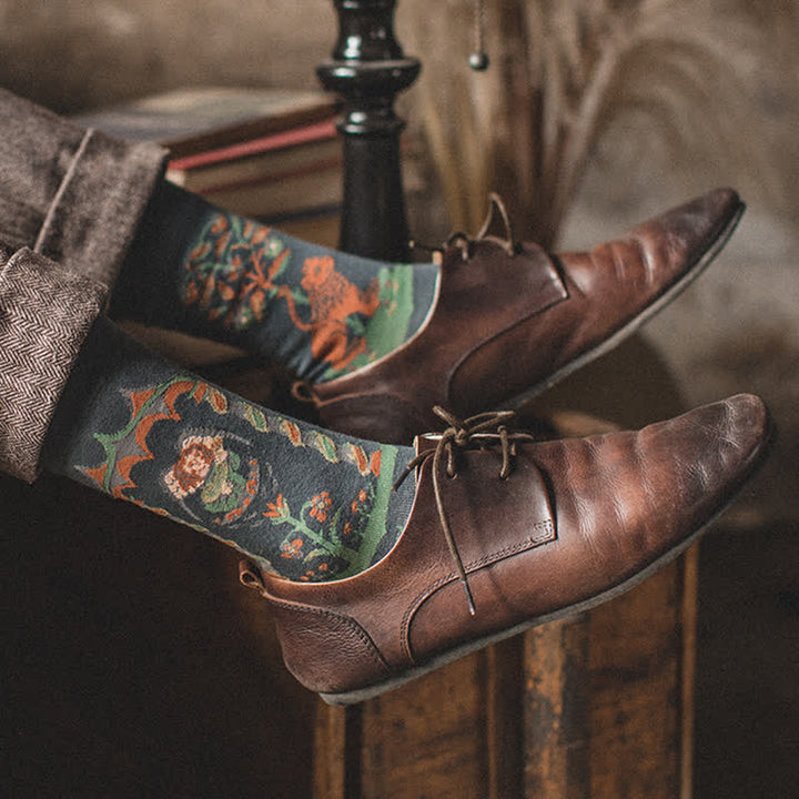 Men's Artistic Forest Oil Painting Crew Socks - image 3