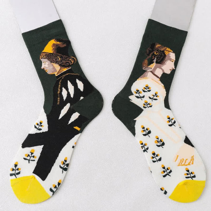 Men's Artistic Forest Oil Painting Crew Socks - Couple - EU 38-44 - image 8