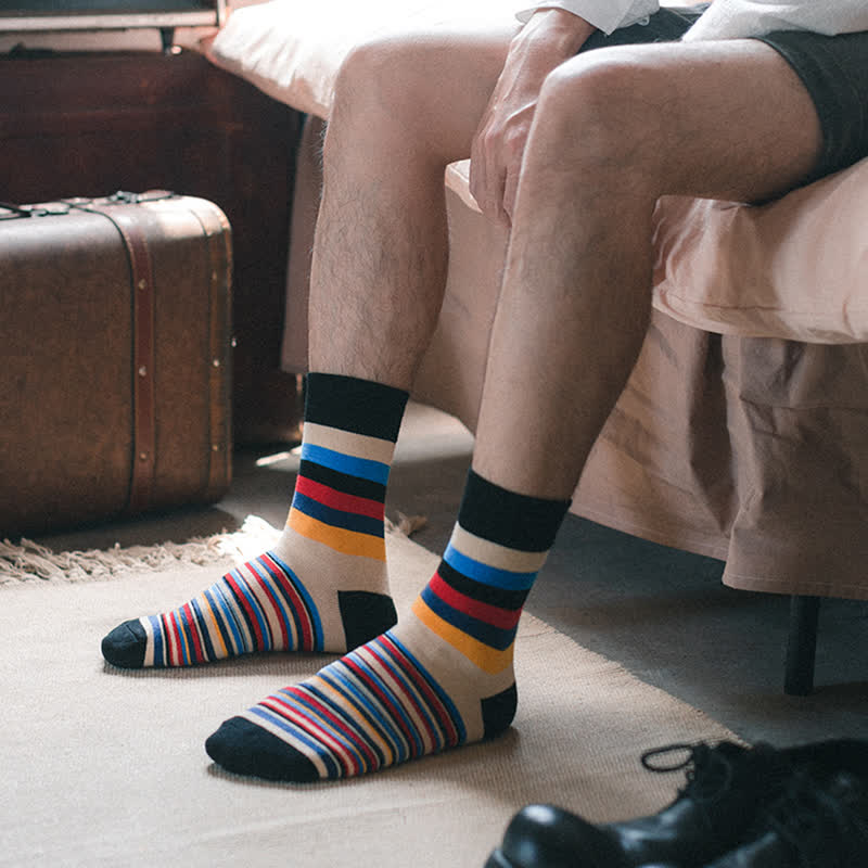 Men's Colorful Striped Classic Design Crew Socks - image 5