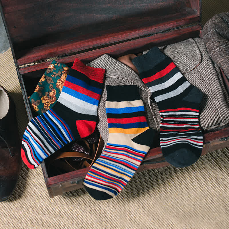 Men's Colorful Striped Classic Design Crew Socks - image 1