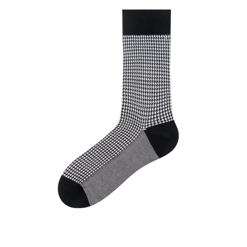 Men's Black Leisure Lattice Striped Crew Socks - Houndstooth - EU 38-44 - image 12