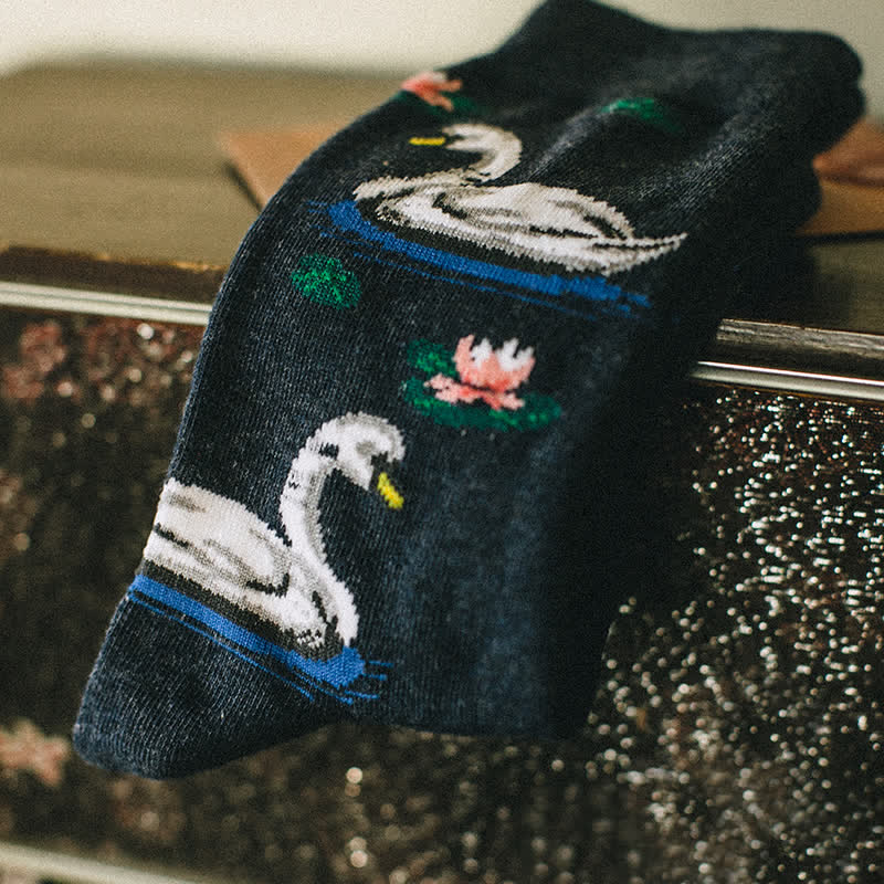 Men's Funky Swimming Swan Crew Socks - image 4