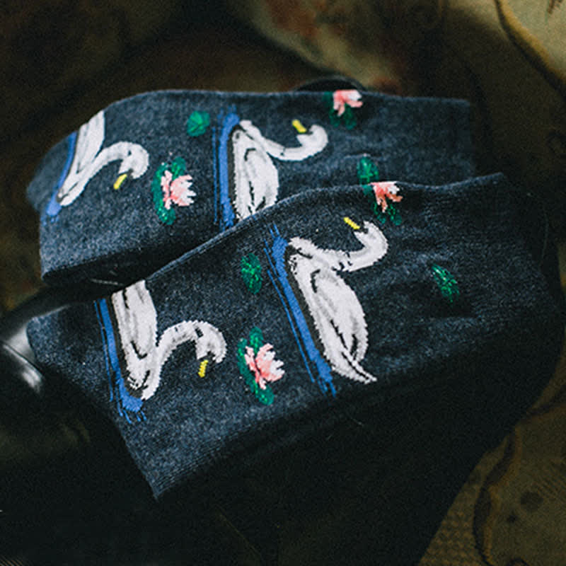 Men's Funky Swimming Swan Crew Socks - image 5