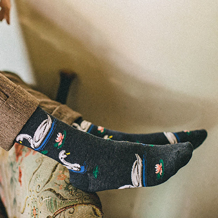 Men's Funky Swimming Swan Crew Socks - image 3