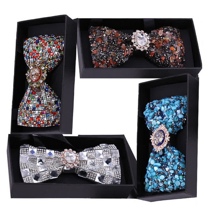 Men's Bright Beads Stone Rhinestone Bow Tie - image 1