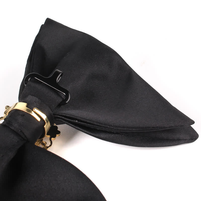 Men's Black Butterfly Rhinestone Oversized Pointed Bow Tie - image 8