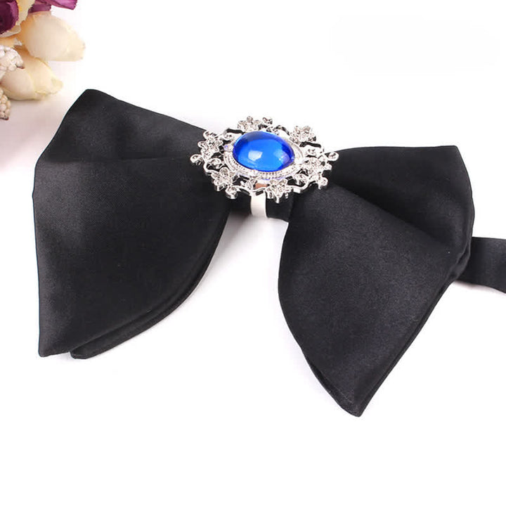Men's Black Butterfly Rhinestone Oversized Pointed Bow Tie - Style #3 - image 9