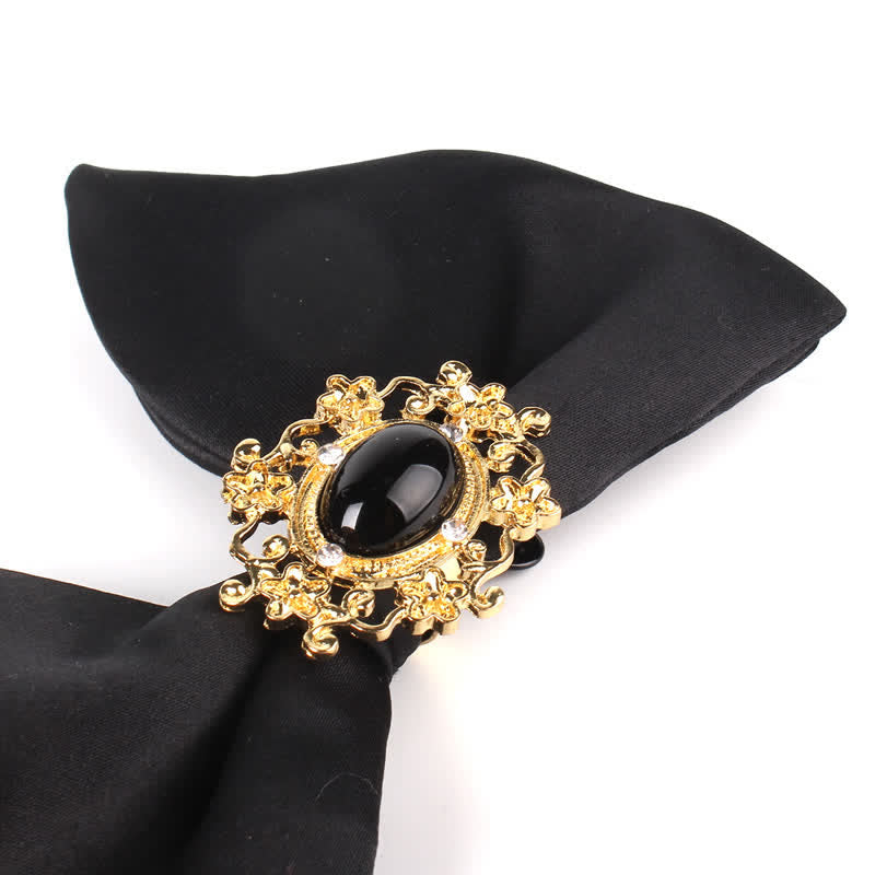 Men's Black Butterfly Rhinestone Oversized Pointed Bow Tie - image 7